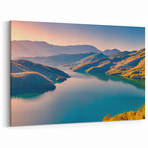 Scenic Albania Art - Serene Lake and Mountains Albania Landscape Print