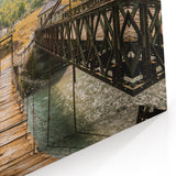 Albanian Landscape Print - Rustic Bridge and Mountain Village Albania Art