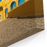 Yucatan Canvas Art - Vibrant Yellow Colonial Architecture in Scenic Mexico