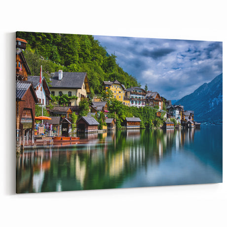 Austrian Landscape Art - Picturesque Hallstatt Lakeside Village Photography