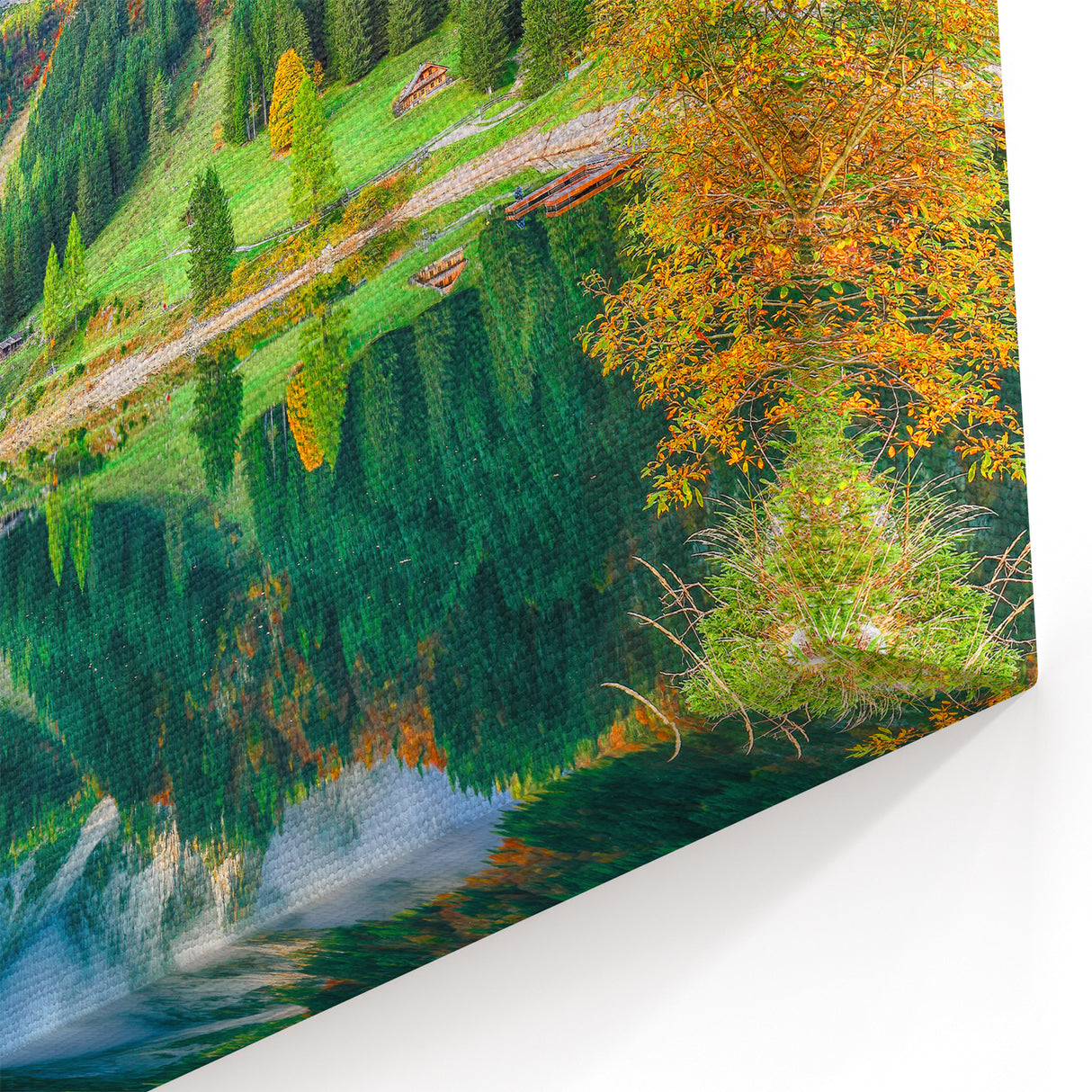 Austrian Alps Artwork - Vibrant Autumn Alpine Lake and Mountain Reflections