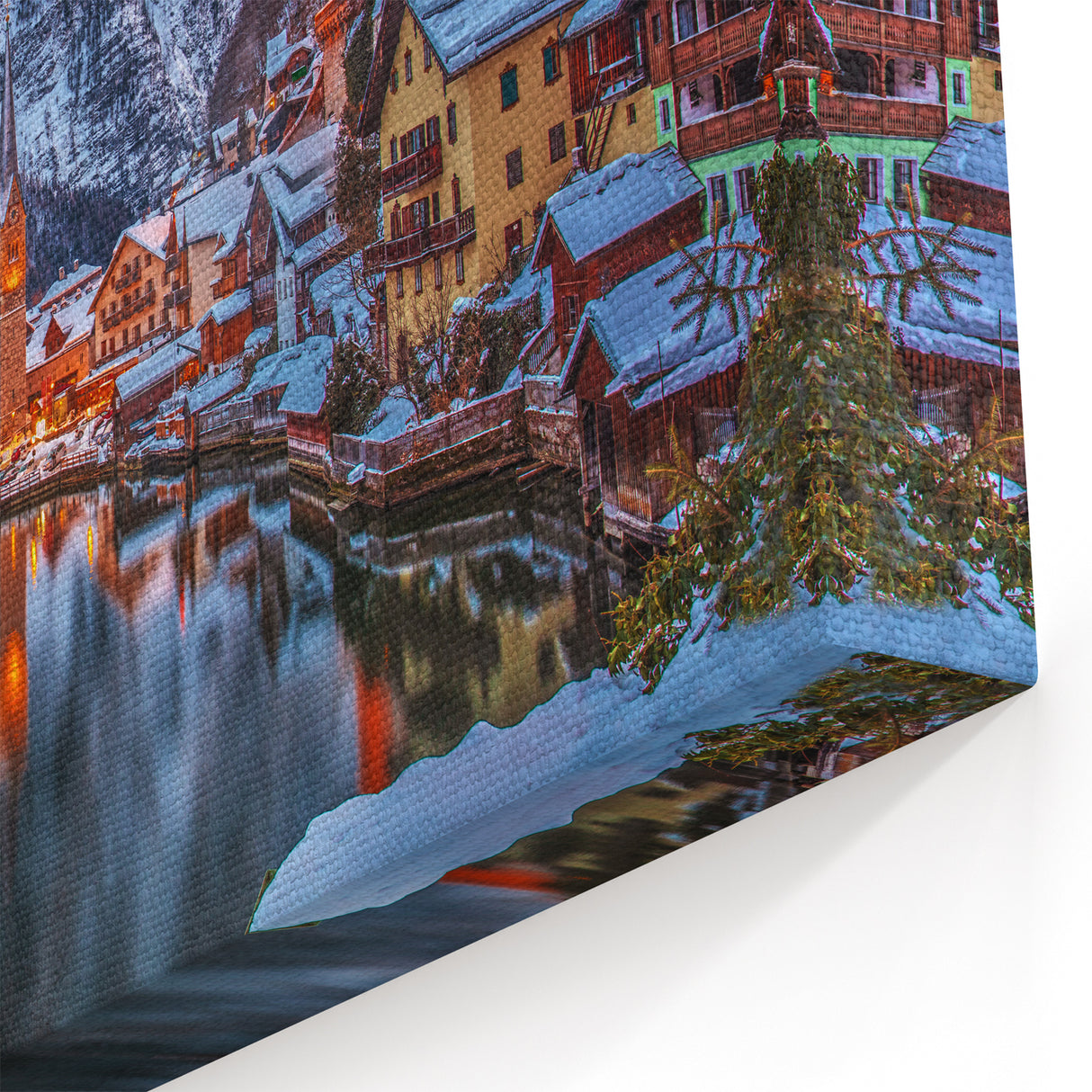 Austrian Alps Artwork - Austria Wall Art of Hallstatt in Winter