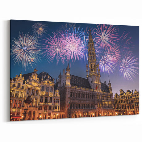 Belgian Scenery Prints - Grand Place Fireworks Belgium Wall Art