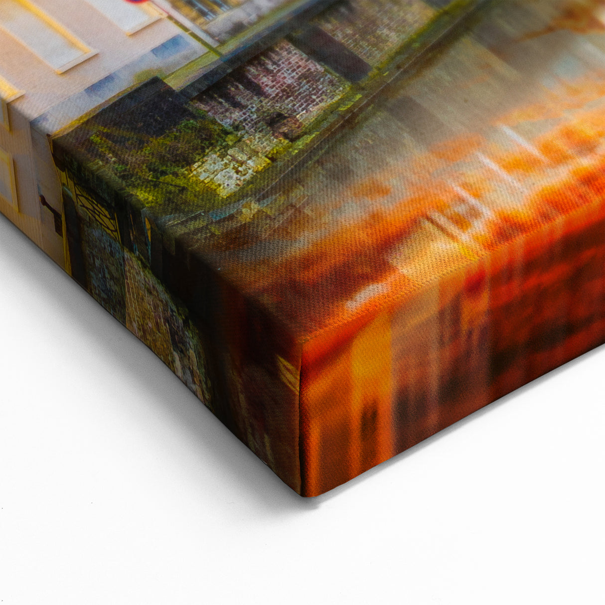 Belgium Canvas Art - Sunset Over Bruges Canal Belgium Travel Art