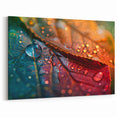 Dew-Covered Multicolor Leaf Wall Art: Vibrant Botanical Canvas Prints