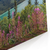 Floral Shores of Yukon - Vibrant Mountain Lake Canvas