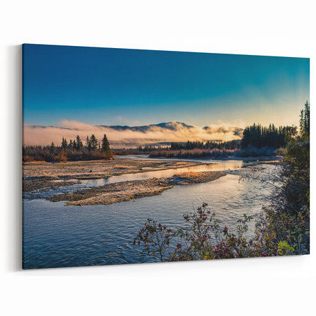 Dawn at Yukon River - Misty Morning Canvas