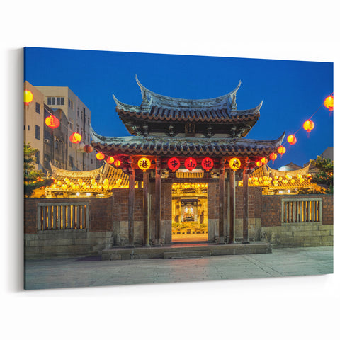 Taiwan Temple at Night - Illuminated Cultural Wall Art Print