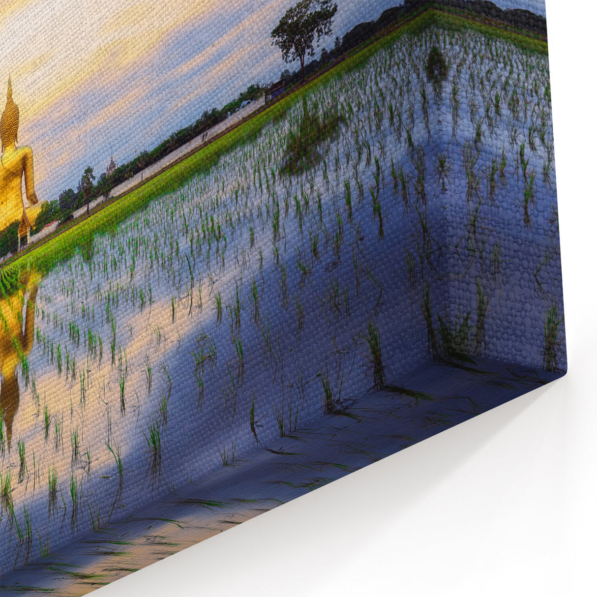 Traditional Thai Art - Golden Buddha Sunset Canvas Print