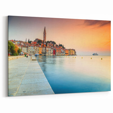 Croatian Landscape Art - Rovinj Waterfront Sunset Print