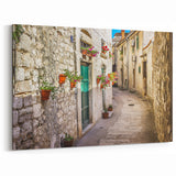 Split Croatia Art - Charming Alleyway Floral Canvas