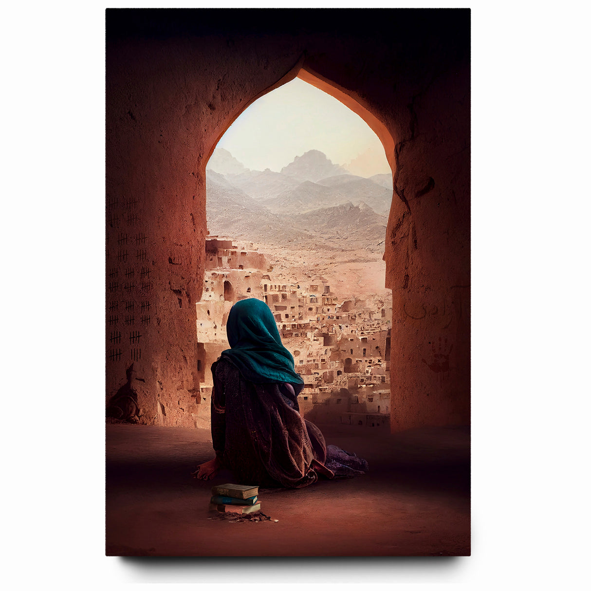 Afghan Woman in Ancient City Wall Art – Afghan Cultural Canvas Prints