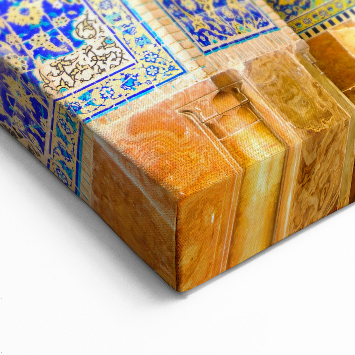 Iranian Landscape Art - Persian Mosque Tile Design with Gold Accents