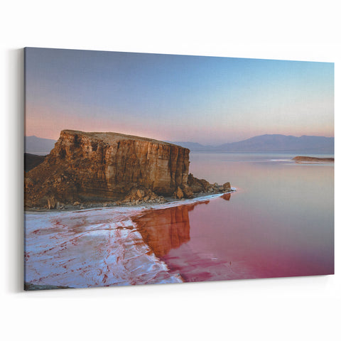 Iranian Landscape Art - Cliff and Reflections at Sunset Wall Decor