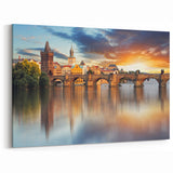 Scenic Czech Landscapes – Prague Canvas Prints of Charles Bridge Sunset