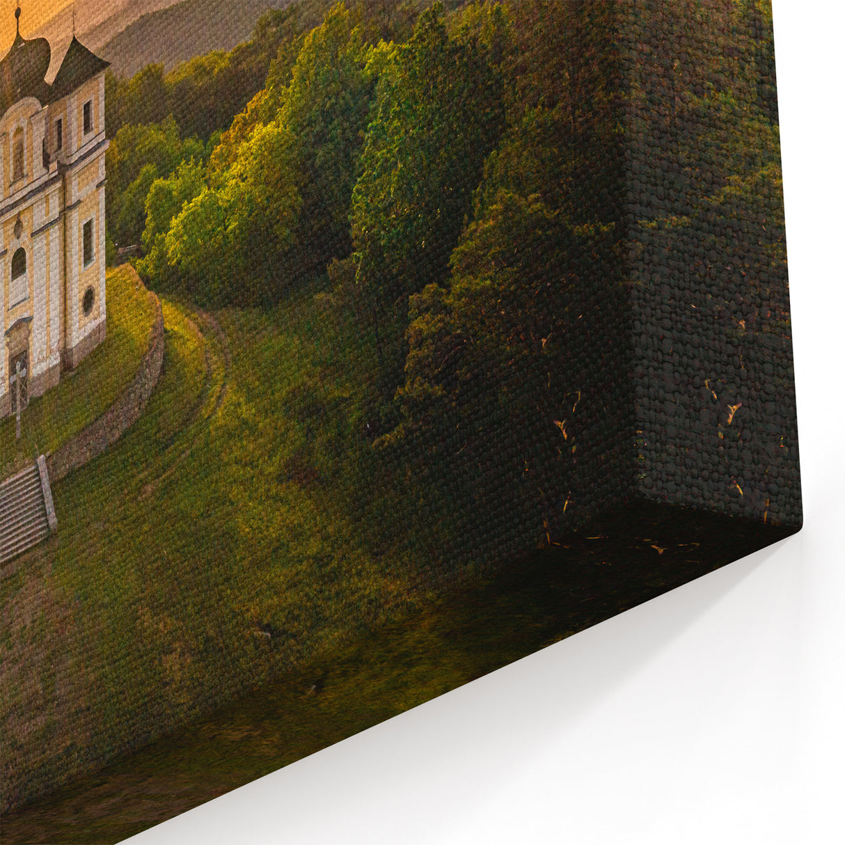 Czech Architecture Decor - Historic Chapel at Sunset in Scenic Hills