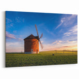 Czech Republic Wall Art - Historic Windmill at Sunset in Scenic Fields