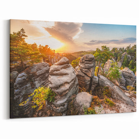 Czech Republic Photography - Sandstone Rocks at Sunset in Bohemian Forest