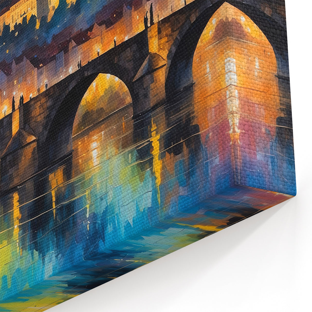 Prague Canvas Prints - Vibrant Night View of Charles Bridge and Castle