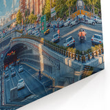 Tehran Cityscape Art - Vibrant Urban Scene with Milad Tower in View