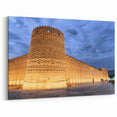 Historical Persian Wall Art - Illuminated Fortress at Night