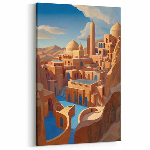 Mountain Fortress in Persia - Middle Eastern Architectural Landscape Art