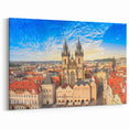 Prague Cityscape Art - Skyline and Cathedral Panorama