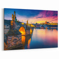 Prague Cityscape Art - Sunset Over Historic Bridges
