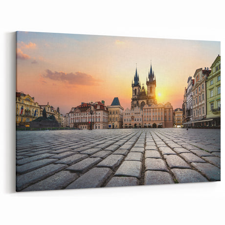 Prague Landmark Art - Morning Glow at Old Town Square