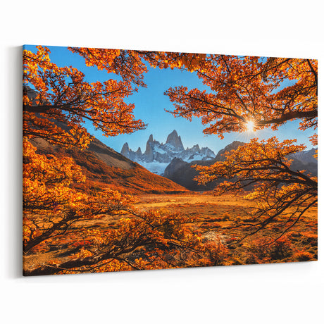 Patagonia Autumn Glory Art - Vibrant Mountain Sunrise
