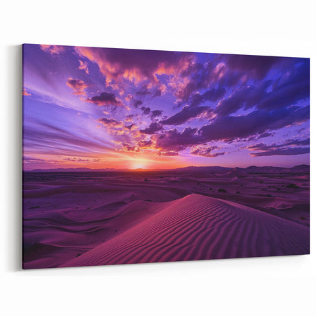 Mesopotamian Sunset – Vibrant Purple Desert Landscape Wall Art
