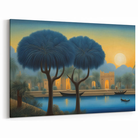 Mesopotamian River at Dusk – Middle Eastern Scenic Wall Art