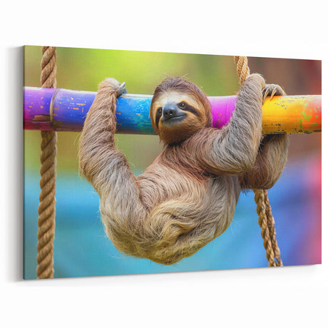 Charming Nicaraguan Sloth - Colorful Wildlife Canvas Art