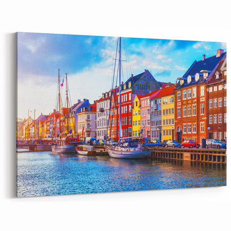 Copenhagen Canvas Prints - Danish Art Prints of Nyhavn Waterfront