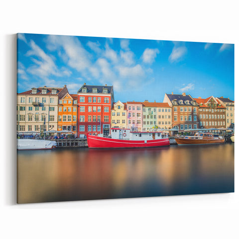 Copenhagen Canvas Prints - Danish Art of Nyhavn Harbor with Colorful Boats