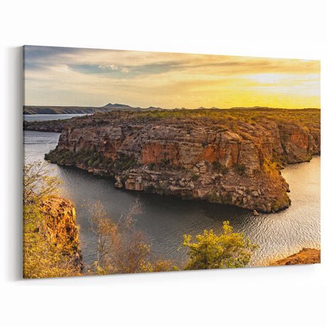 Serene River Cliffs at Sunset & South America Scenery Prints - Brazil Wall Art
