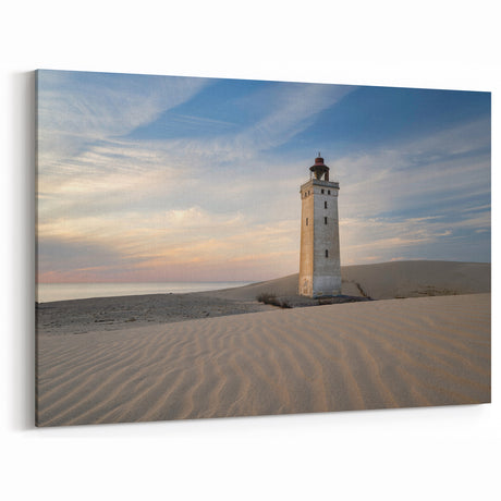 Denmark Wall Art - Solitary Lighthouse on Coastal Sand Dunes at Dusk