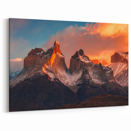Chilean Mountain Sunset Art – Torres del Paine Patagonia Wall Decor