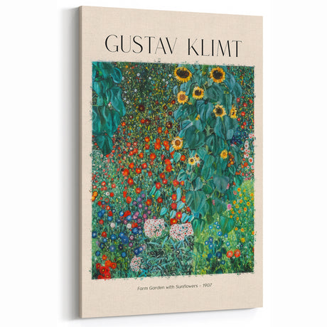 Gustav Klimt Wall Art | Farm Garden with Sunflowers Canvas Prints