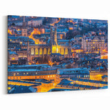 Bath Landscape Pictures - City Lights and Abbey Night View Canvas