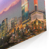Chile Scenic Prints with Sunset Cityscape & Andes - Santiago Wall Art
