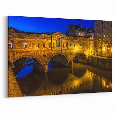 Bath England Wall Art - Pulteney Bridge Night Reflections Canvas