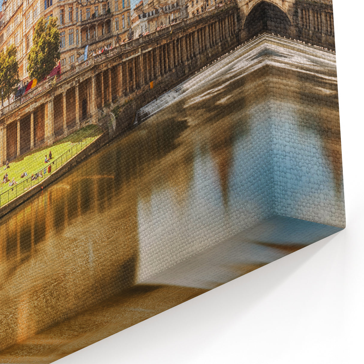 Bath Cityscape Canvas - Historic Architecture and Riverbank Scenic Art