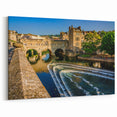 Bath England Wall Art - Pulteney Bridge and Weir Daytime Scenic Canvas