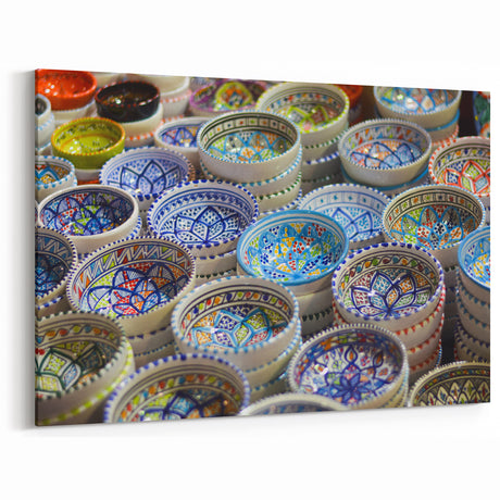 Jerusalem Framed Art - Colorful Ceramic Bowl Market Display Print