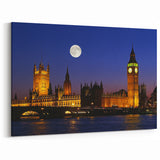 Big Ben Wall Art - Iconic London Landmark Full Moon Canvas Prints