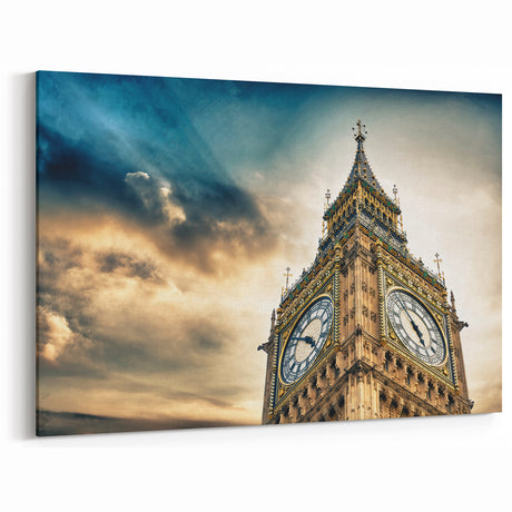 Westminster Clock Tower Art - Iconic Big Ben Canvas Prints with Clouds