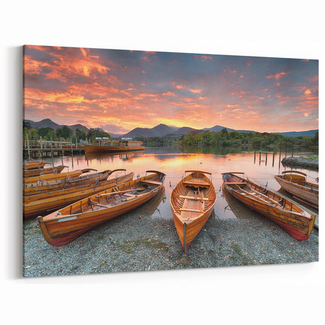 Lake District Art - Boats at Sunset in Cumbria