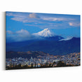 Quito Cityscape Art - Night View with Cotopaxi Volcano Ecuador Decor