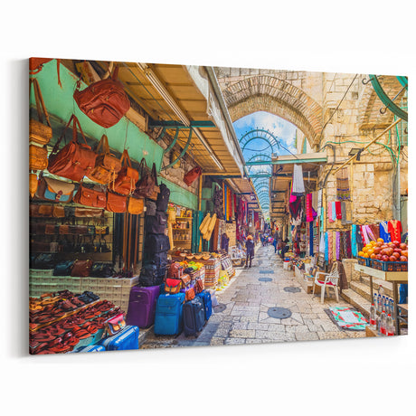 Jerusalem Photography Decor - Colorful Market Street Scene Cityscape